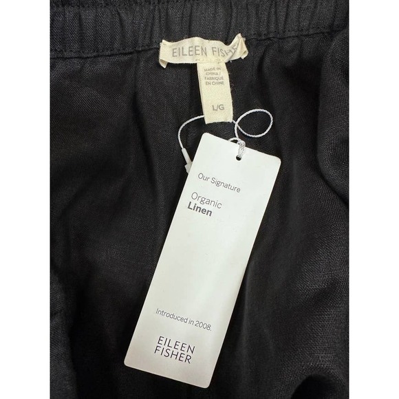 NWT EILEEN FISHER Organic Linen Black Ankle Pant, Sz. L $178 - Picture 4 of 6